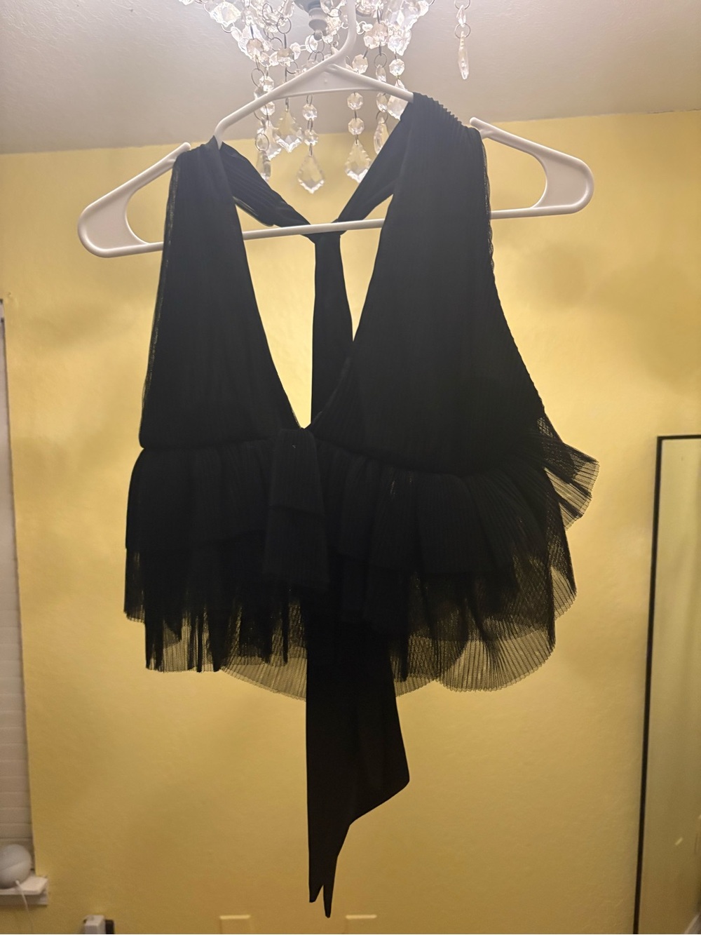 Black Ruffled Halter Top